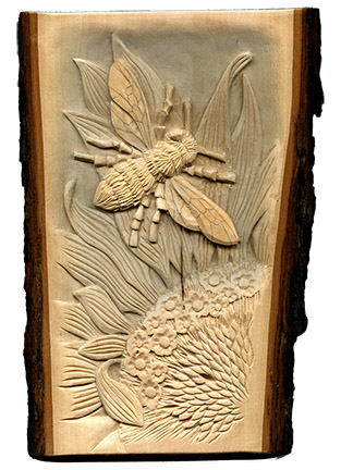 High Relief, Undercut Wood Carving by L S Irish LSIrish.com