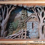 Relief wood carving by Lora Irish