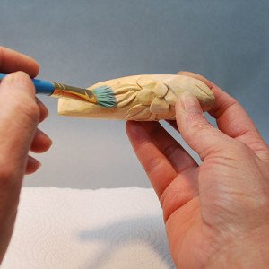 wood carved fish decoy by Lora Irish