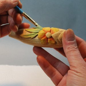 wood carved fish decoy by Lora Irish