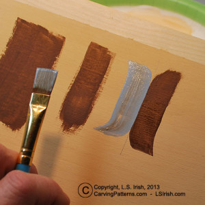 Brush strokes used to paint your wood carving, taught by Lora Irish