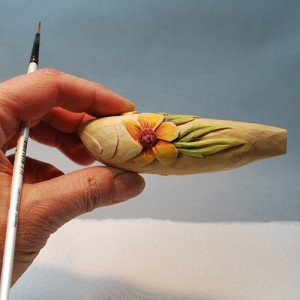 wood carved fish decoy by Lora Irish