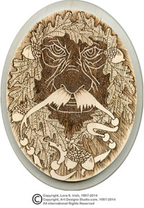 Greenman Wood Burning by Lora Irish