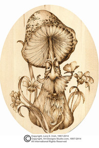 Shaded Mushroom Pyrography Project by Lora Irish