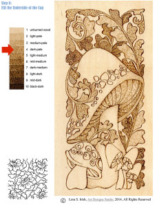 Pyrography Doodle Mushroom by Irish, step 8