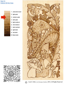 Pyrography Doodle Mushroom, step 12