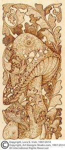 Mushroom Pyrography Doodles by Irish