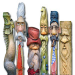 Cane and walking stick wood carving